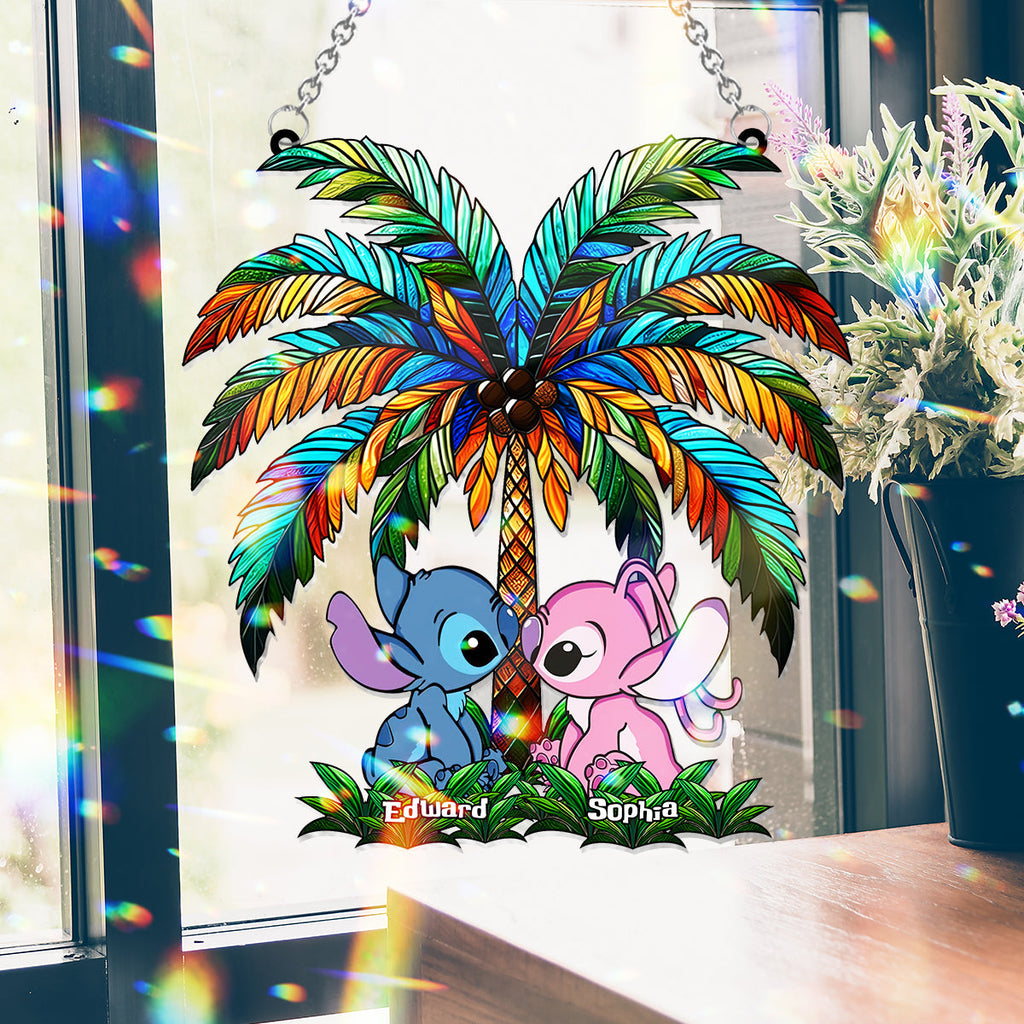 Personalized Ohana Suncatcher Ornament for Couples | Romantic Decor Window Hanging Suncatcher Ornament GradoCreations