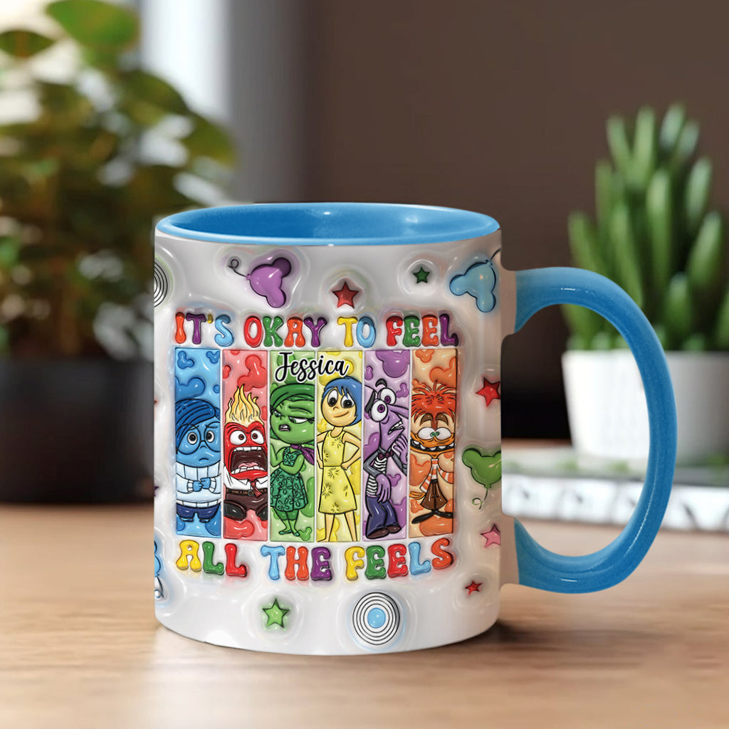 Personalized Accent Mug It's Okay To Feel All The Feels Gift for Birthday/Graduation Accent Mug GradoCreations