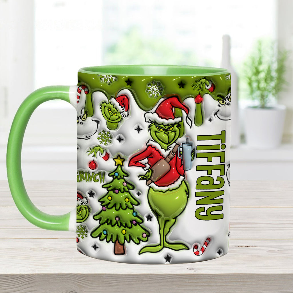 Personalized Grinch Accent Mug Custom Name Gift for Christmas Accent Mug GradoCreations