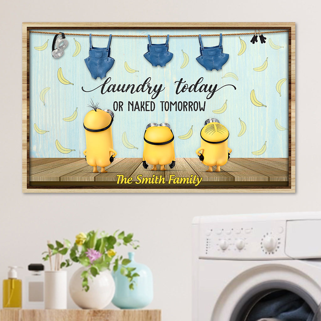 Personalized Laundry Today Naked Tomorrow Wood Sign - Custom Family Home Decor Rectangle Wood Sign GradoCreations