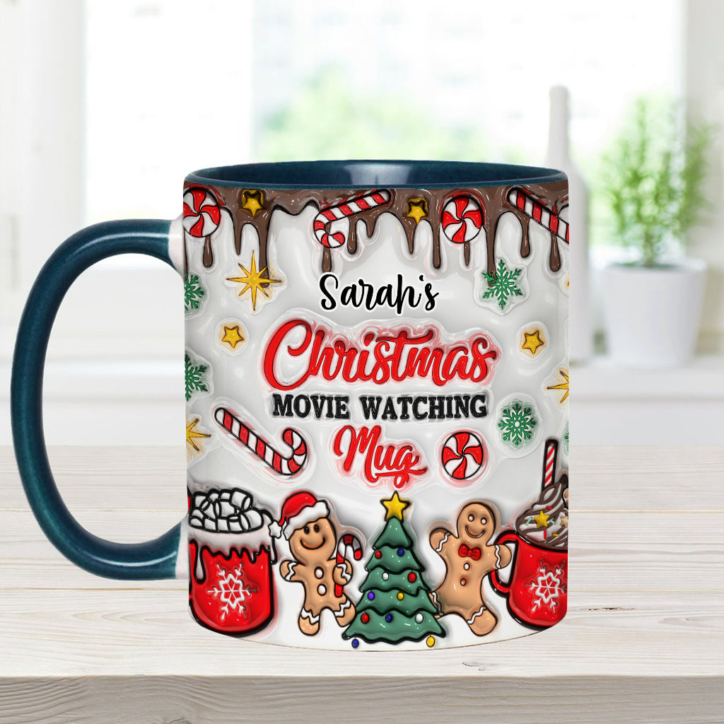 Personalized Christmas Movie Watching Mug Custom Name Gift Accent Mug GradoCreations