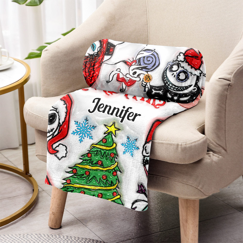 Personalized Nightmare Before Christmas Blanket Gift for Mom Blanket GradoCreations