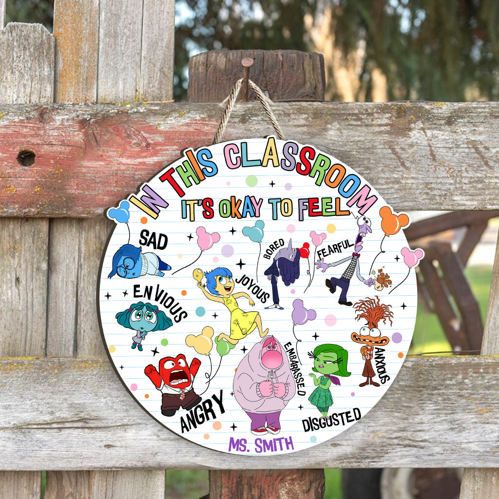 Personalized Classroom Feelings Wood Sign Custom Name Gift Wood Sign GradoCreations