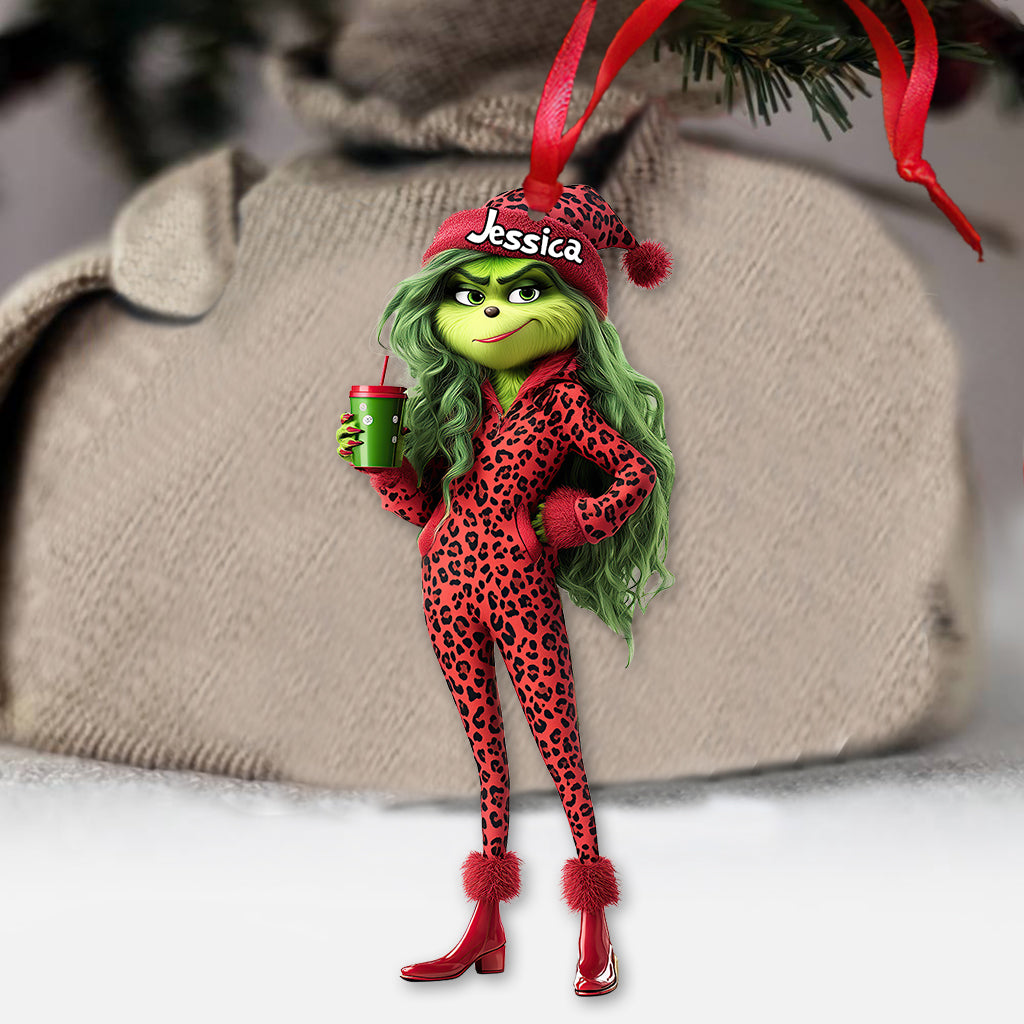 Personalized Grinch Lady Christmas Ornament Custom Gift One-sided Ornament GradoCreations