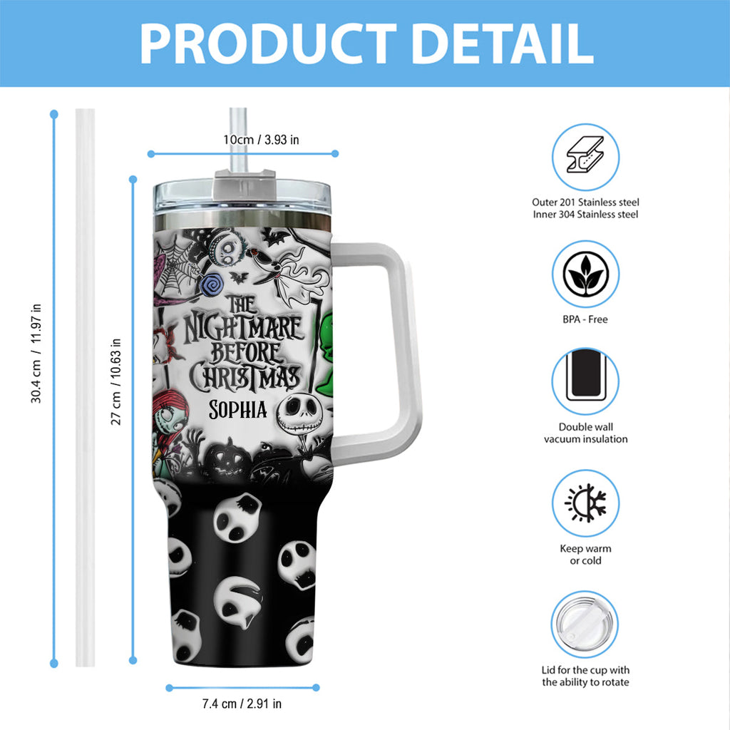Personalized Nightmare Tumbler with Handle for Kids & Adults Tumbler With Handle GradoCreations