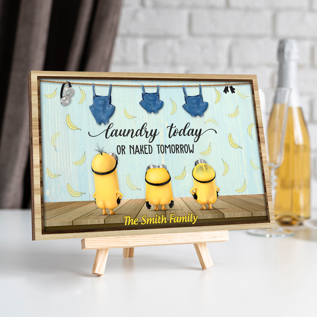 Personalized Laundry Today Naked Tomorrow Wood Sign - Custom Family Home Decor Rectangle Wood Sign GradoCreations