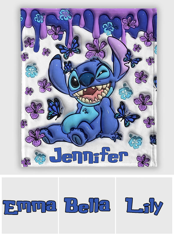 Personalized Purple Ohana Blanket Custom Name Gift for Kids Blanket GradoCreations