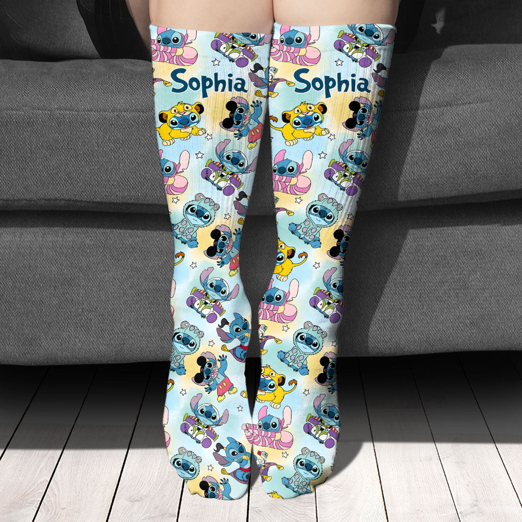 Personalized Cute Monsters Socks Custom Name Gift for Kids Socks GradoCreations