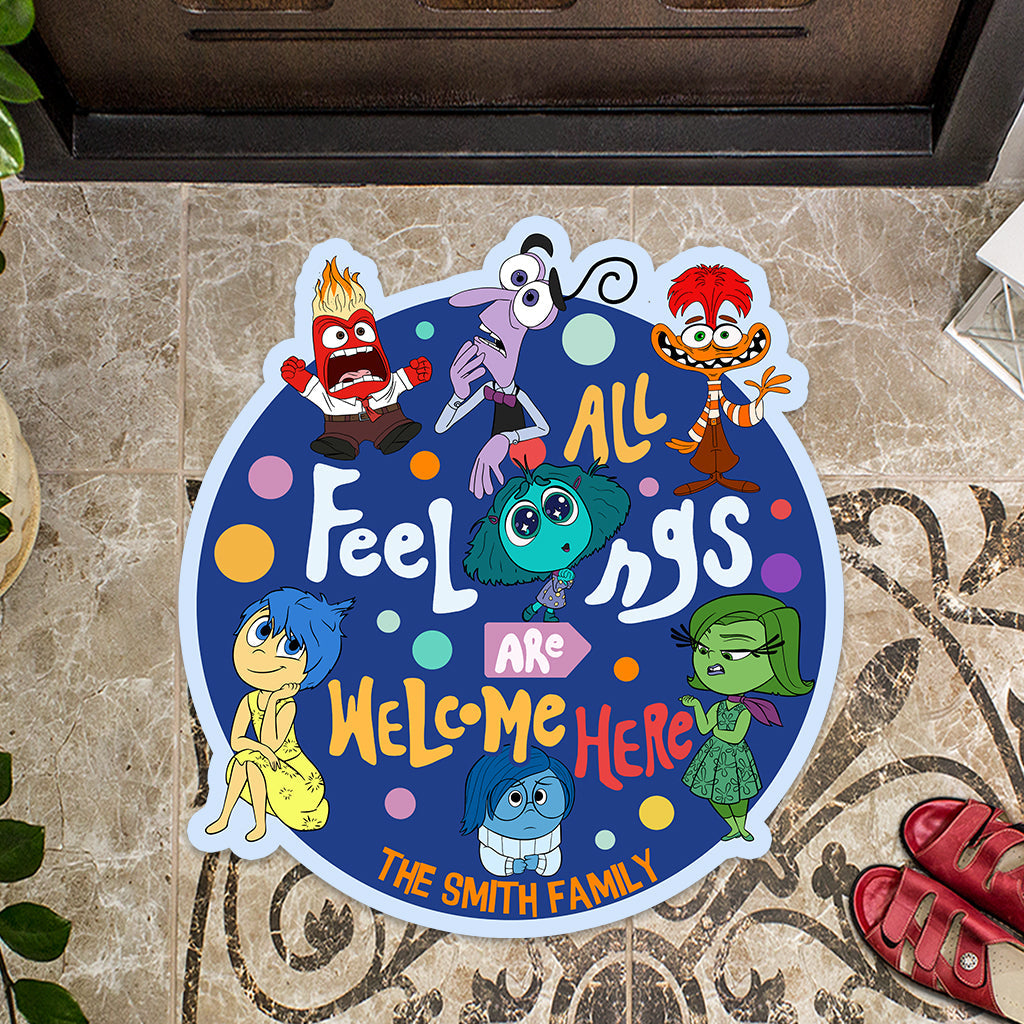 Personalized Shaped Doormat All Feelings Welcome Family Gift Shaped Doormat GradoCreations