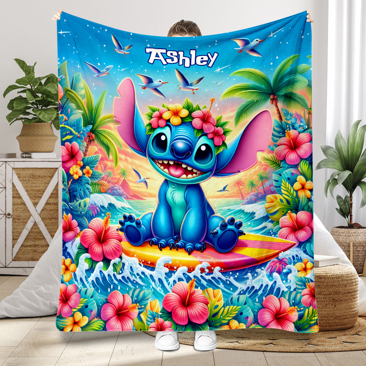 Personalized Hawaii Ohana Blanket Custom Name Gift Blanket GradoCreations