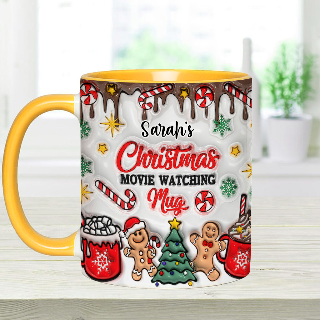 Personalized Christmas Movie Watching Mug Custom Name Gift Accent Mug GradoCreations