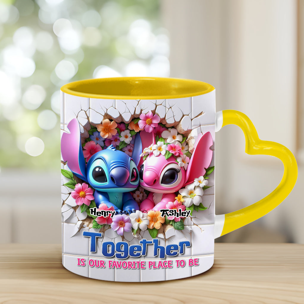 Personalized Heart Handle Mug Custom Names Couples Gift Heart Handle Mug GradoCreations