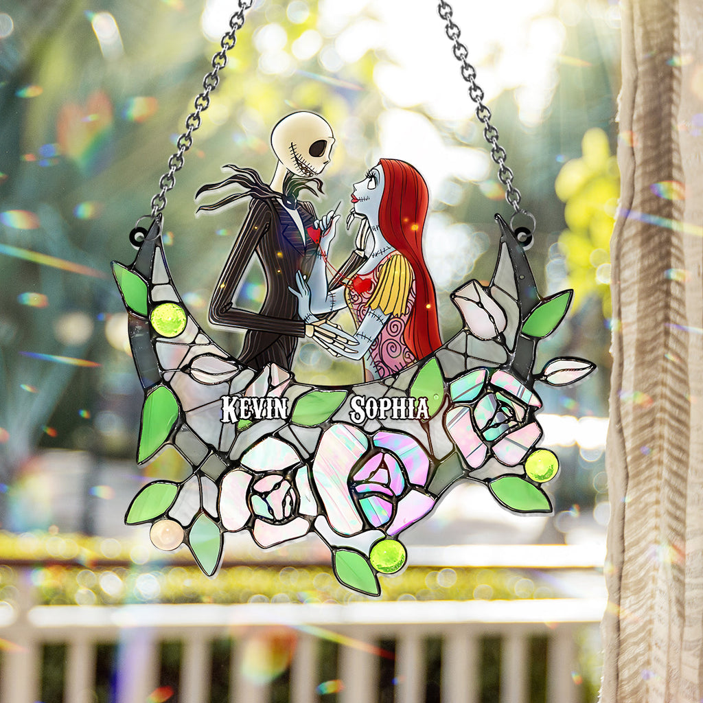 Personalized Nightmare Suncatcher Ornament with Roses for Home Decor Window Hanging Suncatcher Ornament GradoCreations