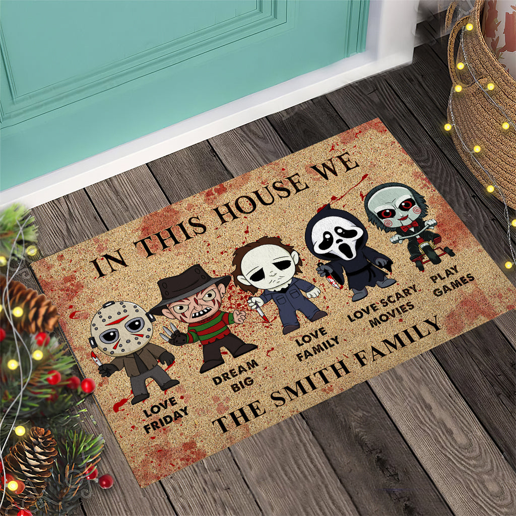 Personalized Scary Movies Doormat Custom Name Housewarming Gift Doormat GradoCreations