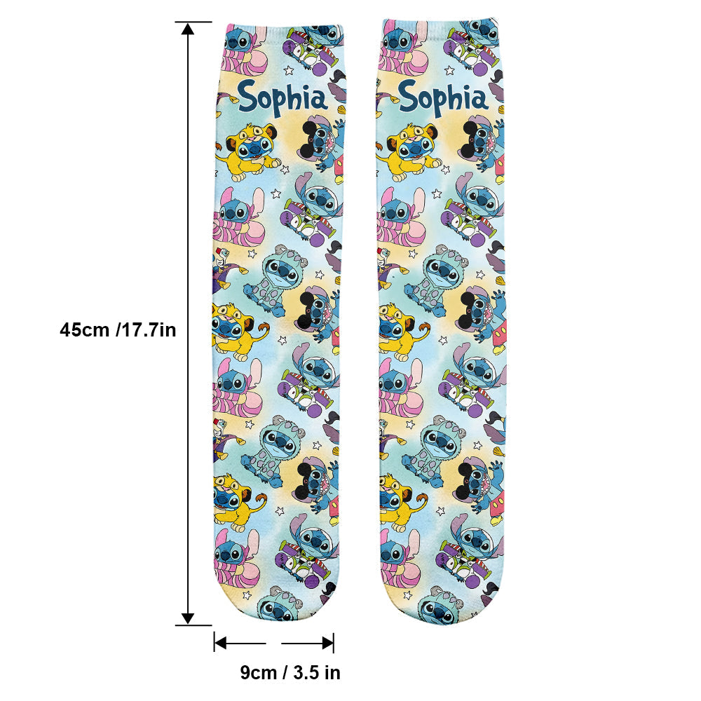 Personalized Cute Monsters Socks Custom Name Gift for Kids Socks GradoCreations