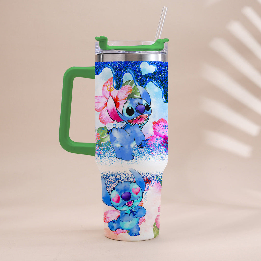 Personalized Tropical Vibe Tumbler With Handle Custom Name Gift Tumbler With Handle GradoCreations