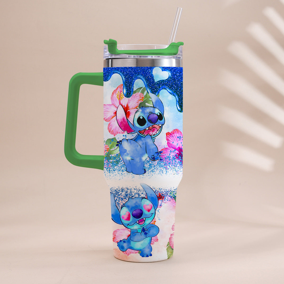 Personalized Tropical Vibe Tumbler With Handle Custom Name Gift Tumbler With Handle GradoCreations