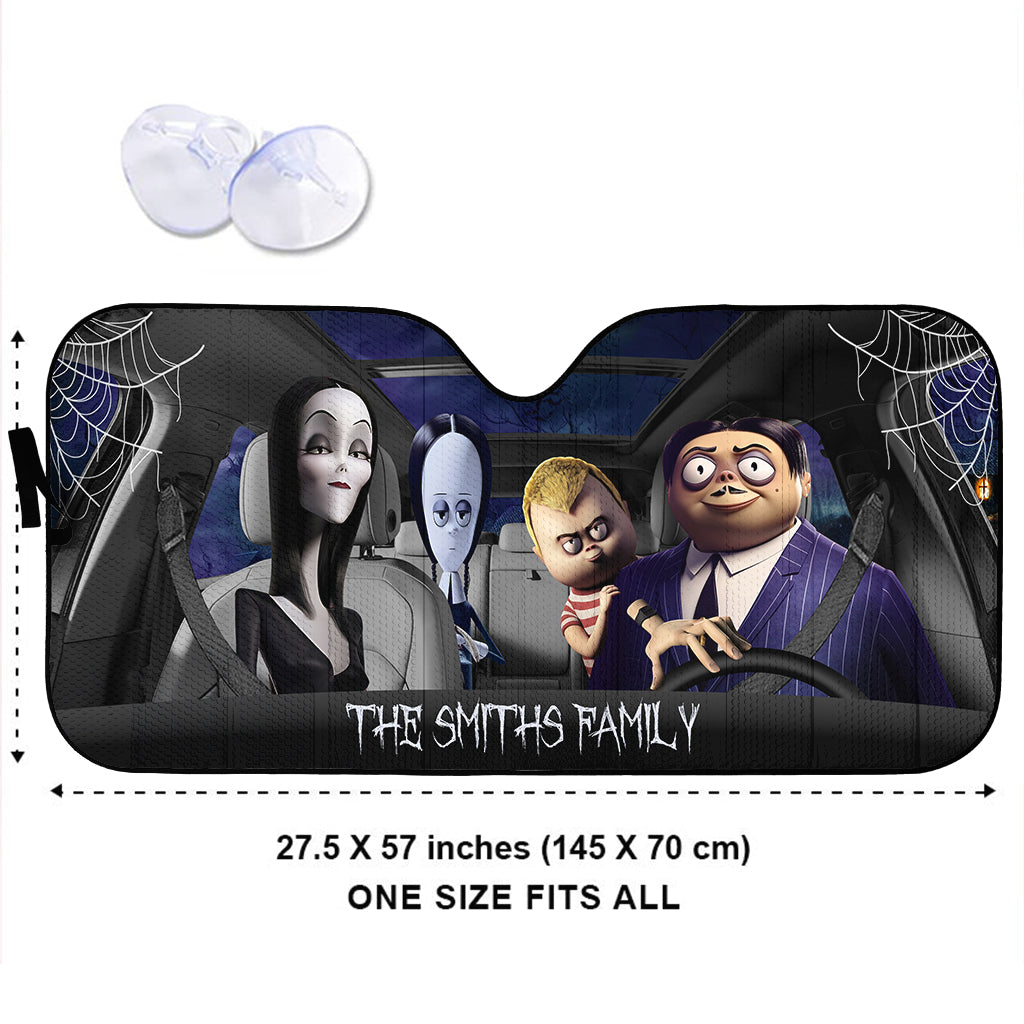 Personalized Halloween Car Sunshade Custom Family Name Gift Car Sunshade GradoCreations