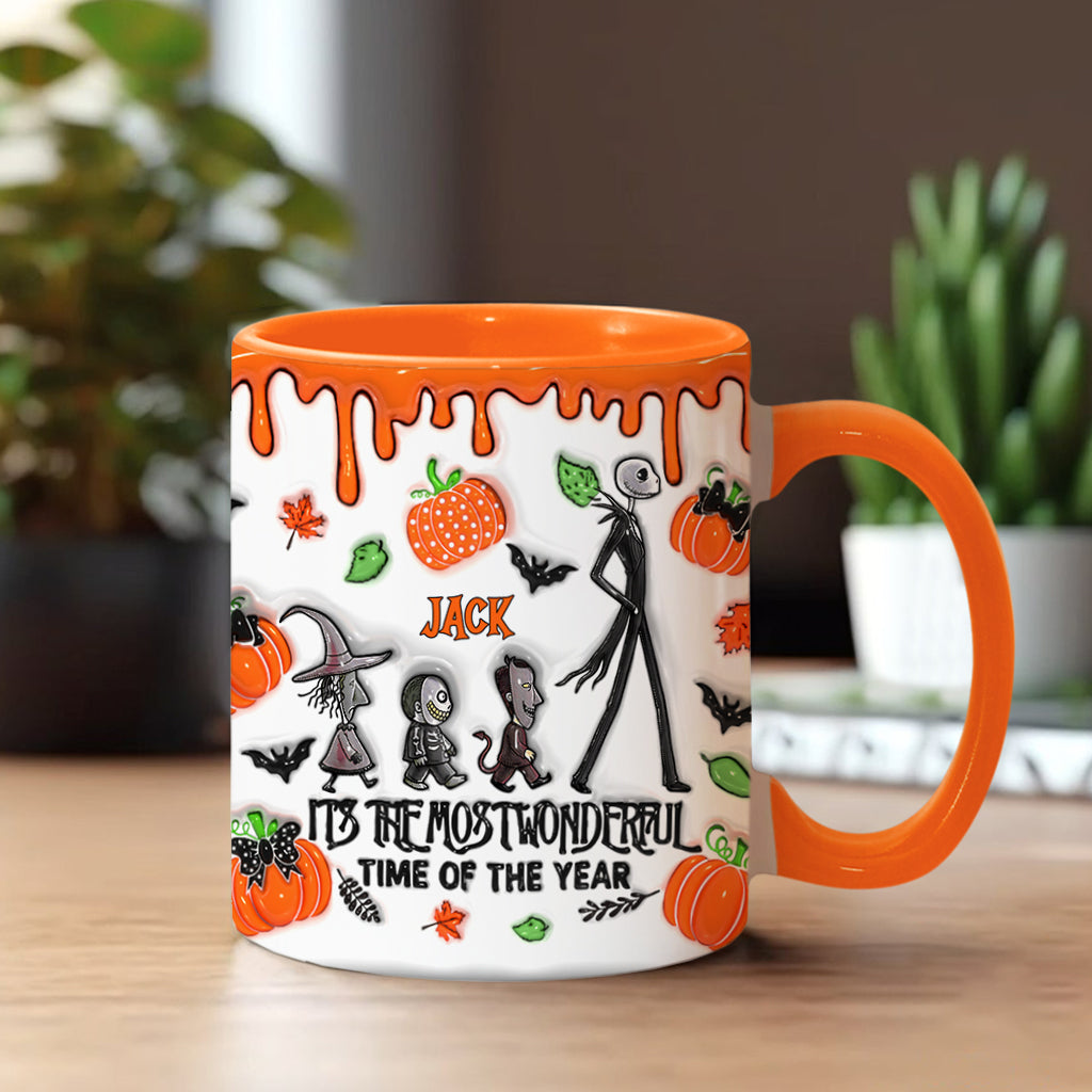 Personalized Autumn Skeleton Accent Mug Custom Name Gift Accent Mug GradoCreations