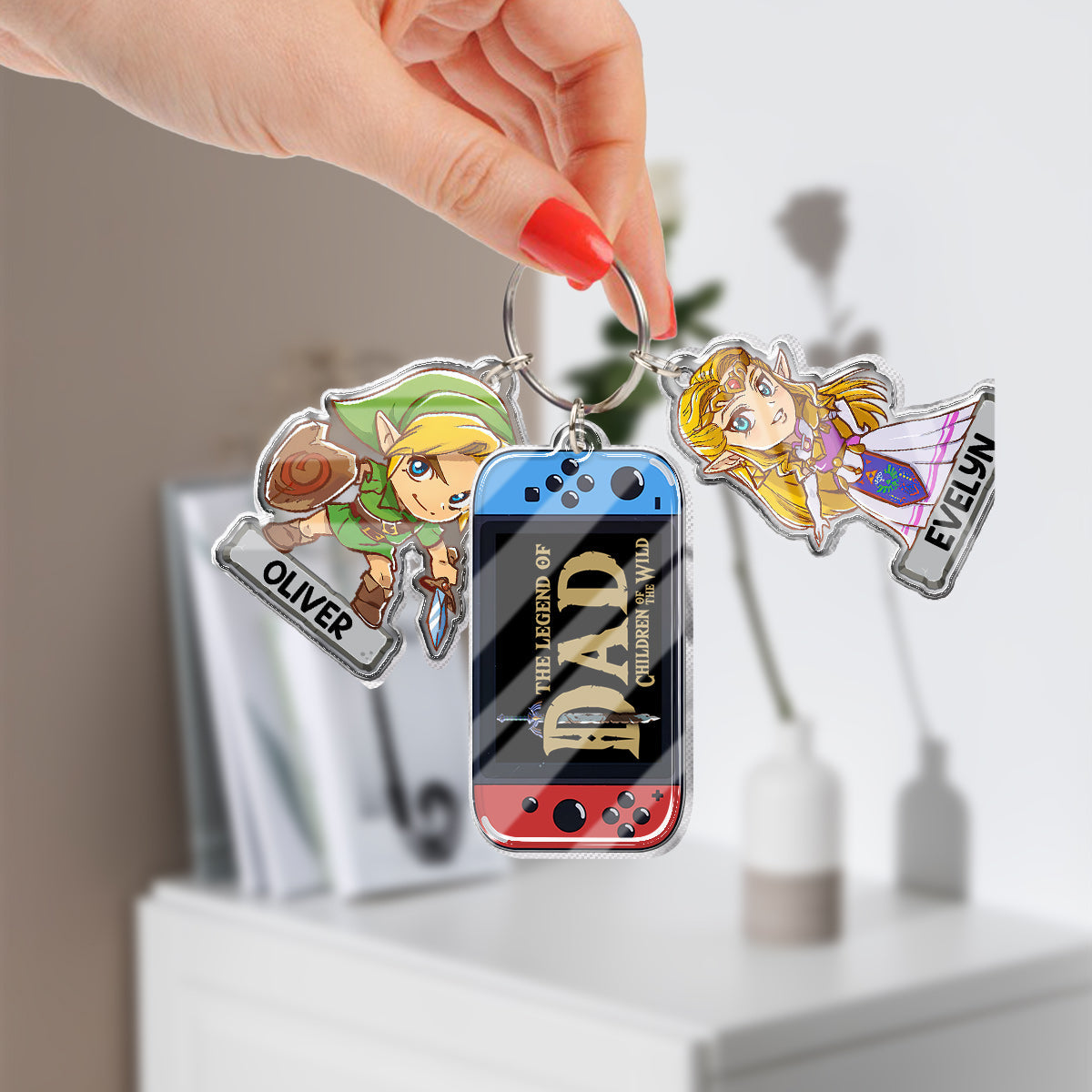 Personalized Keychain with Charms Featuring The Legend of Dad Gift for Father's Day Keychain with Charms GradoCreations