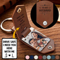 Personalized Leather Photo Keychain Couple Gift with Custom Message Leather Photo Keychain GradoCreations
