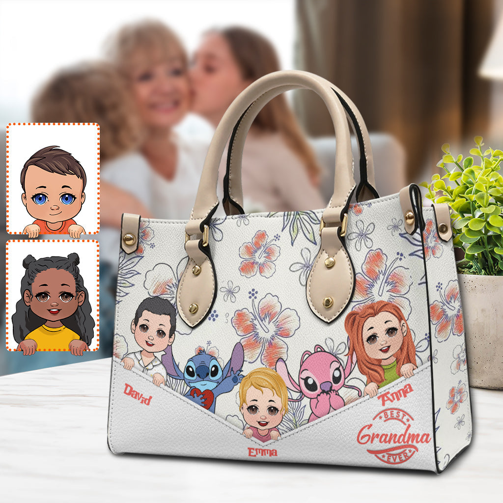 Personalized Leather Handbag for Grandma with Custom Characters Leather Handbag GradoCreations