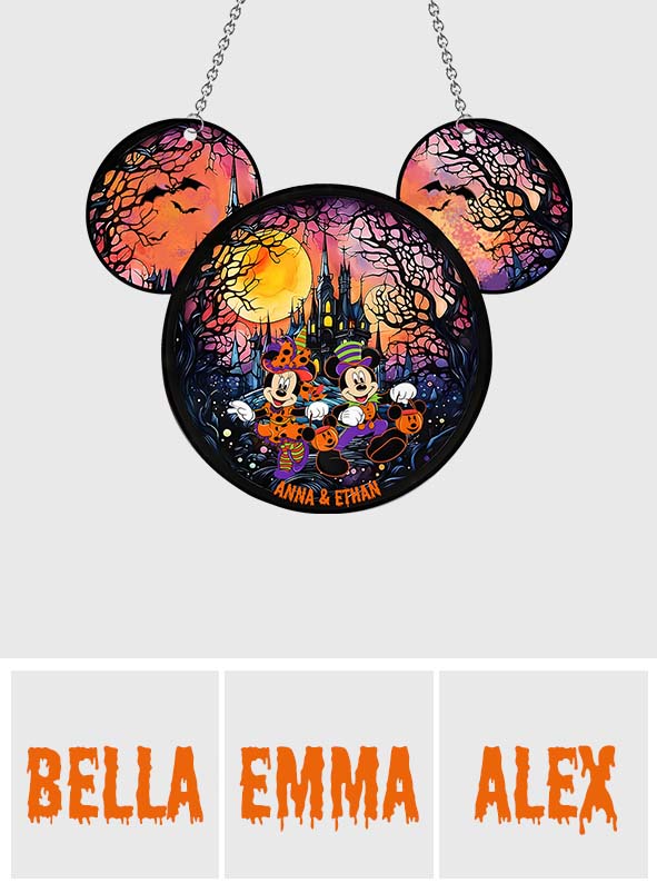Personalized Halloween Mouse Couple Suncatcher Ornament Gift Window Hanging Suncatcher Ornament GradoCreations