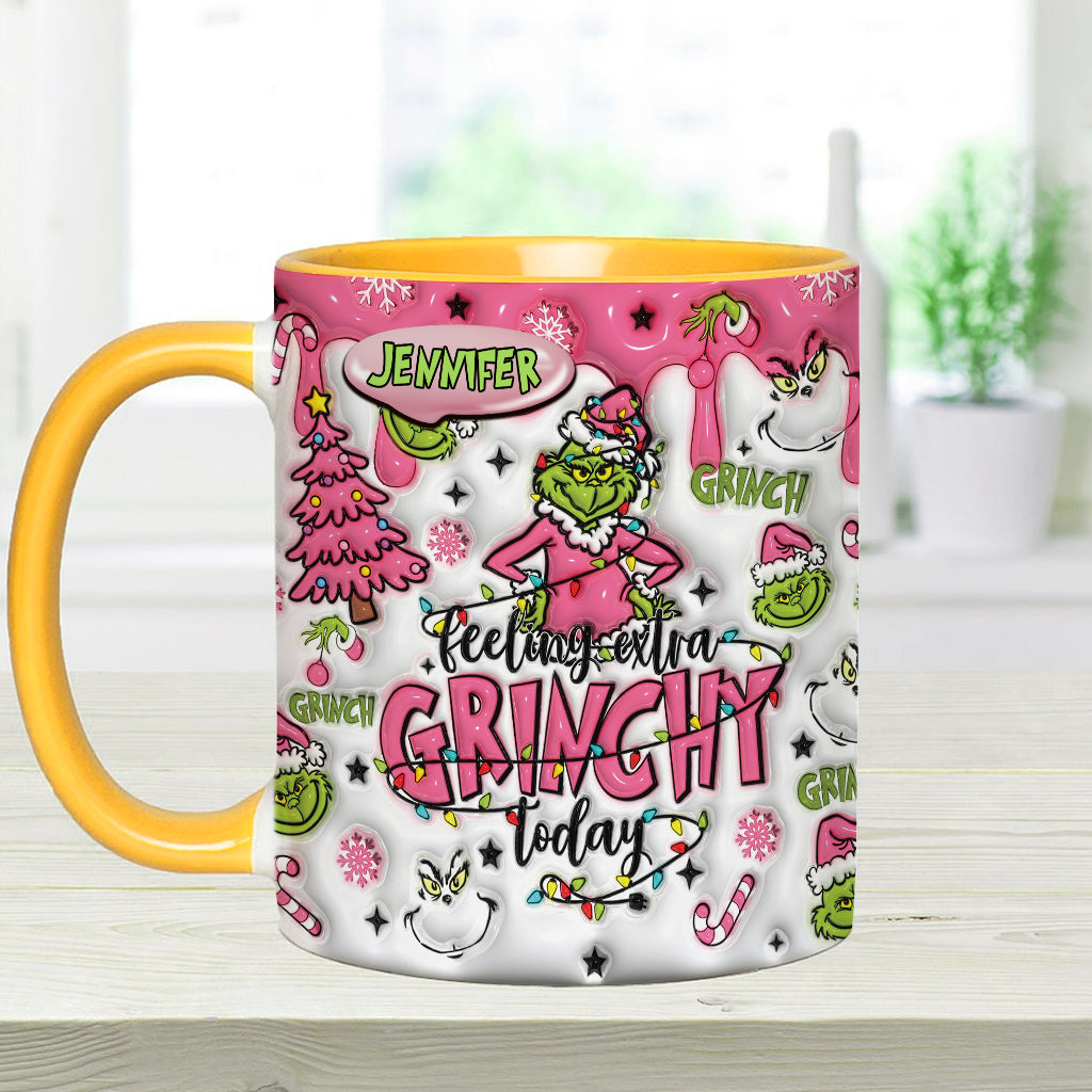 Personalized Grinch Accent Mug & Coaster Gift for Christmas Accent Mug GradoCreations