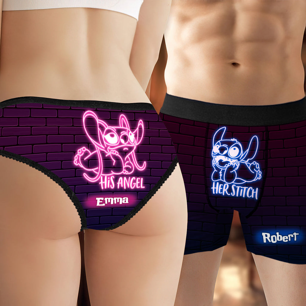 Personalized Lace Border Briefs & Boxer Shorts Set for Couples Lace Border Women Briefs And Men’s Boxer Briefs GradoCreations