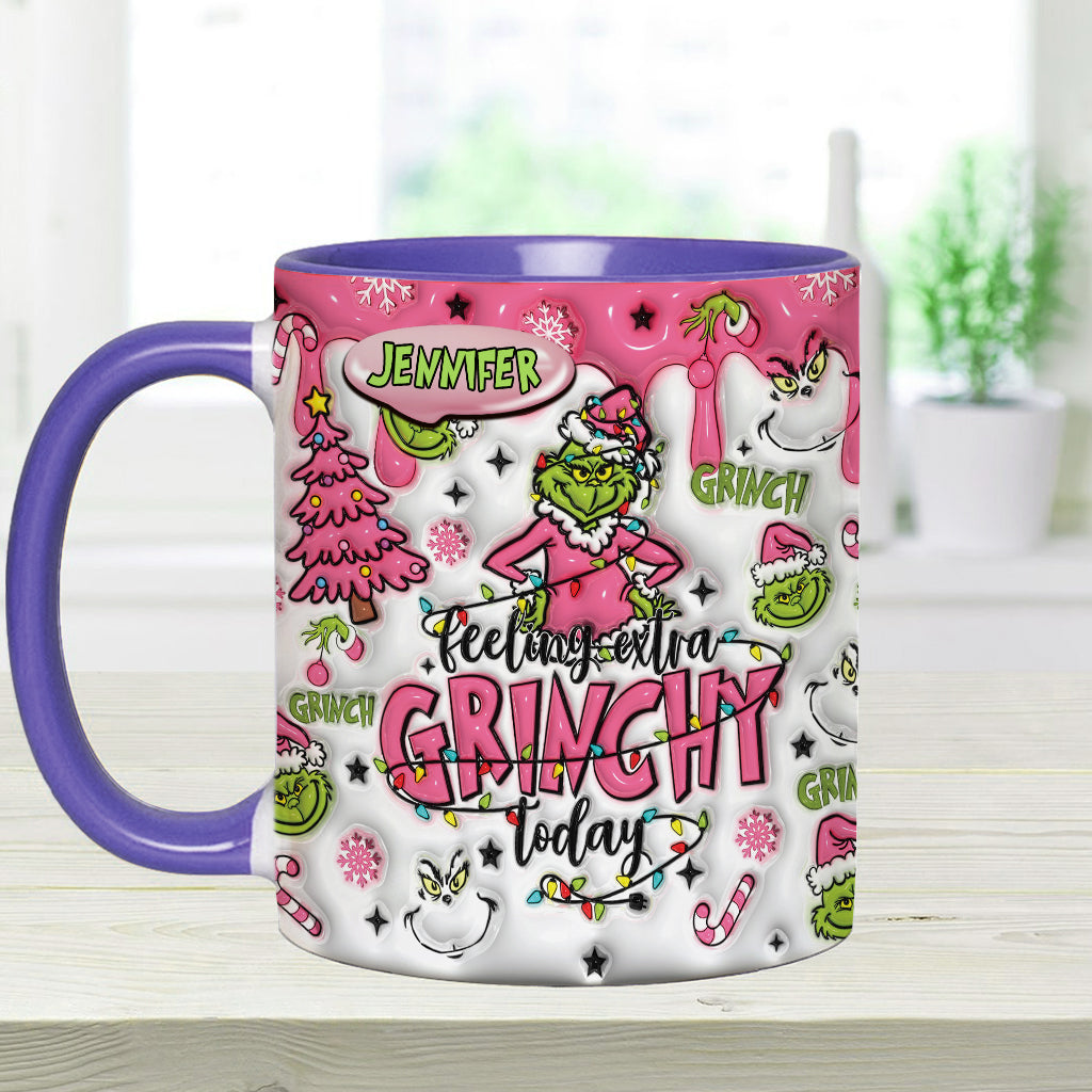 Personalized Grinch Accent Mug & Coaster Gift for Christmas Accent Mug GradoCreations