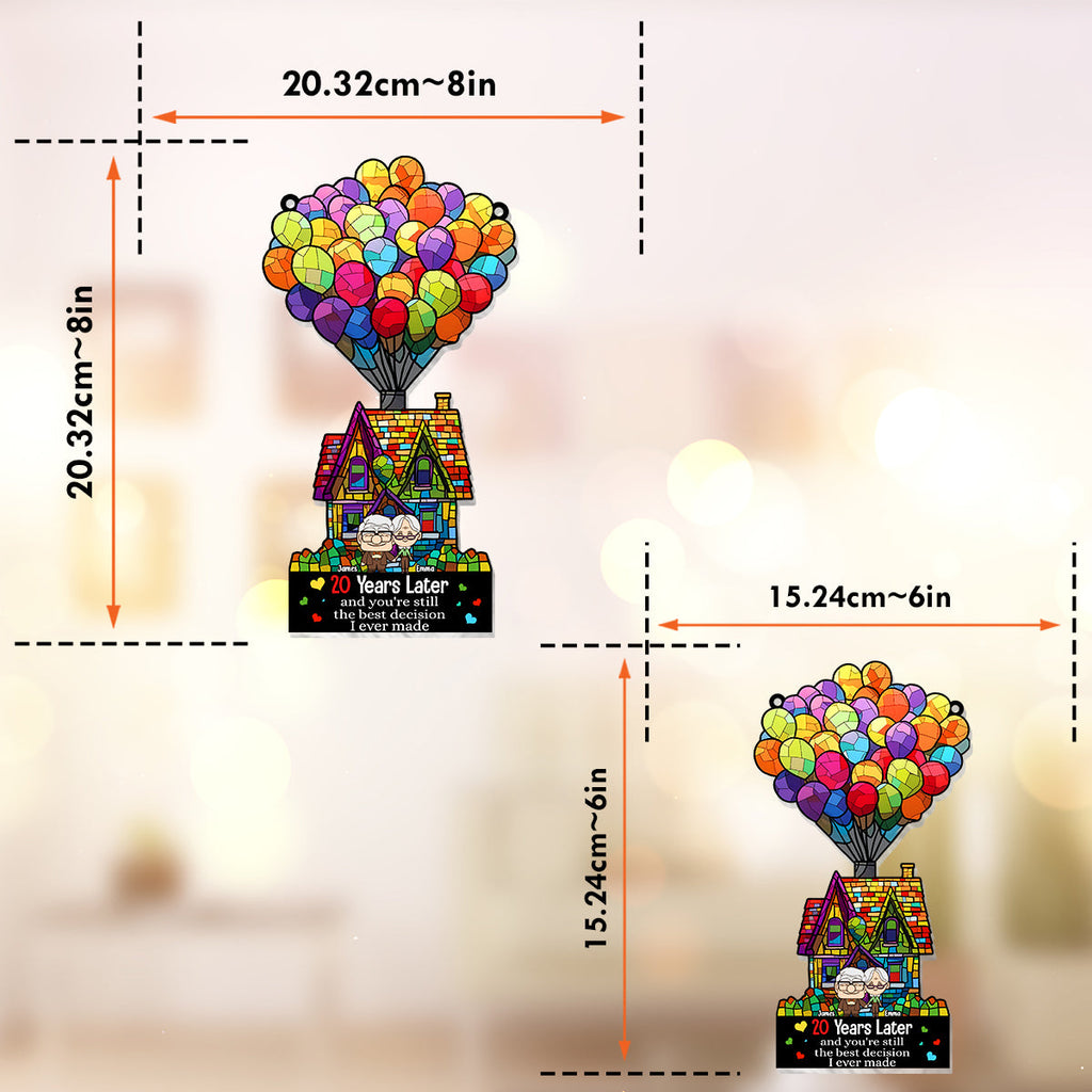 Personalized Balloon House Suncatcher Ornament Unique Gift for Anniversary Window Hanging Suncatcher Ornament GradoCreations