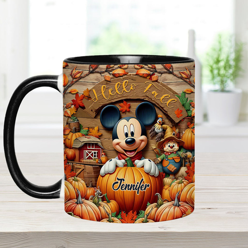 Personalized Hello Fall Accent Mug Custom Name Gift Idea Accent Mug GradoCreations