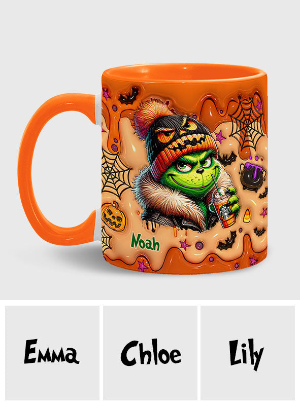 Personalized Halloween Grinch Accent Mug Custom Name Gift Accent Mug GradoCreations