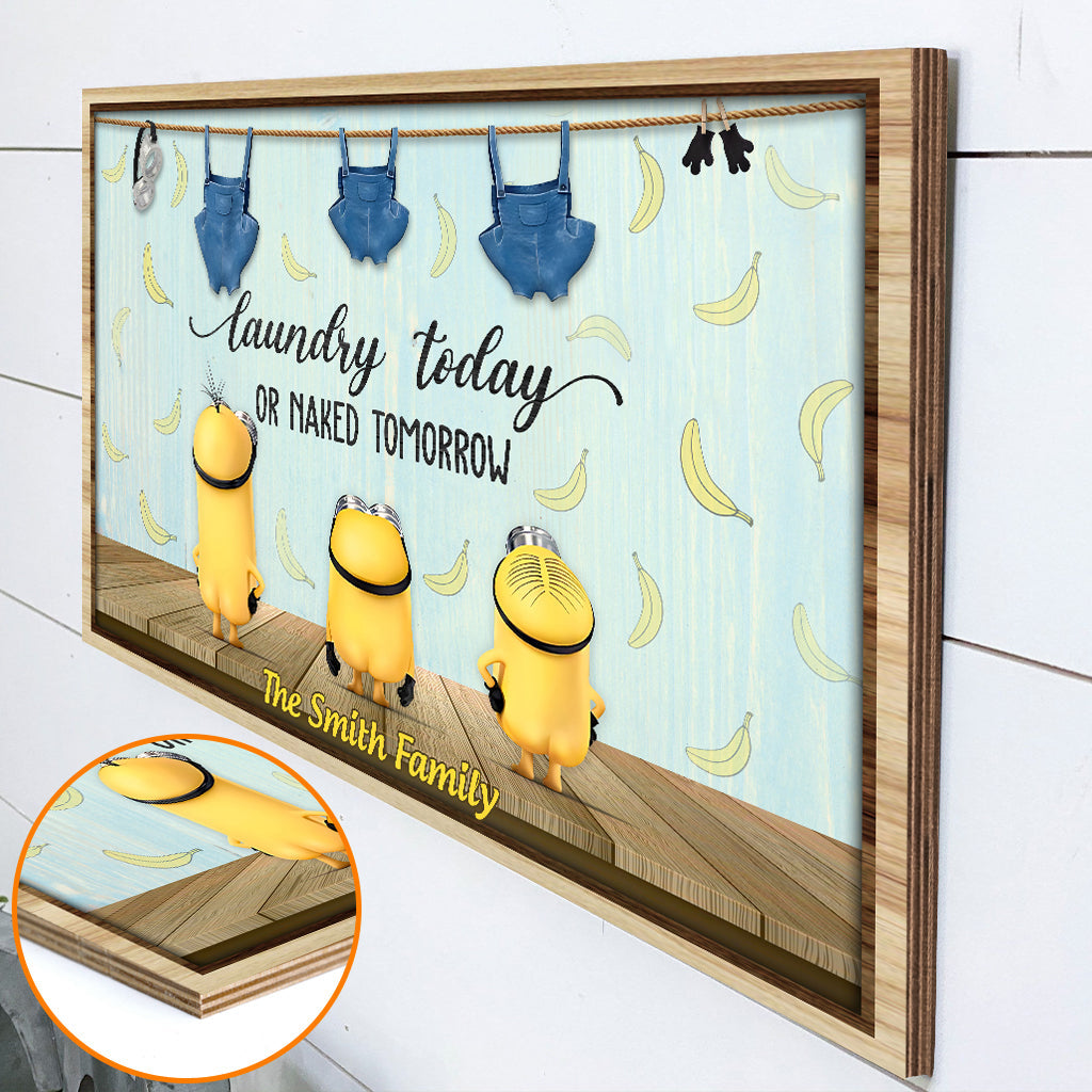 Personalized Laundry Today Naked Tomorrow Wood Sign - Custom Family Home Decor Rectangle Wood Sign GradoCreations