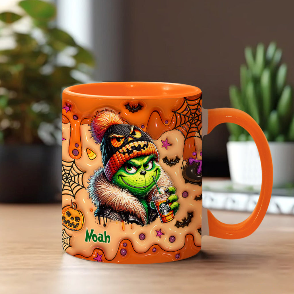Personalized Halloween Grinch Accent Mug Custom Name Gift Accent Mug GradoCreations