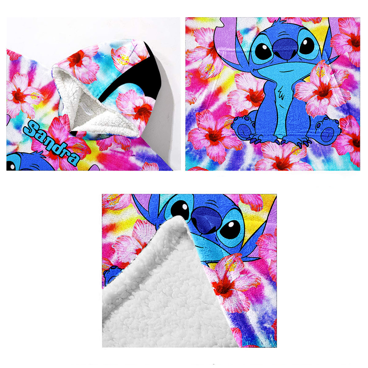 Personalized Tie Dye Blanket Hoodie with Name - Gift for Her Blanket Hoodie GradoCreations