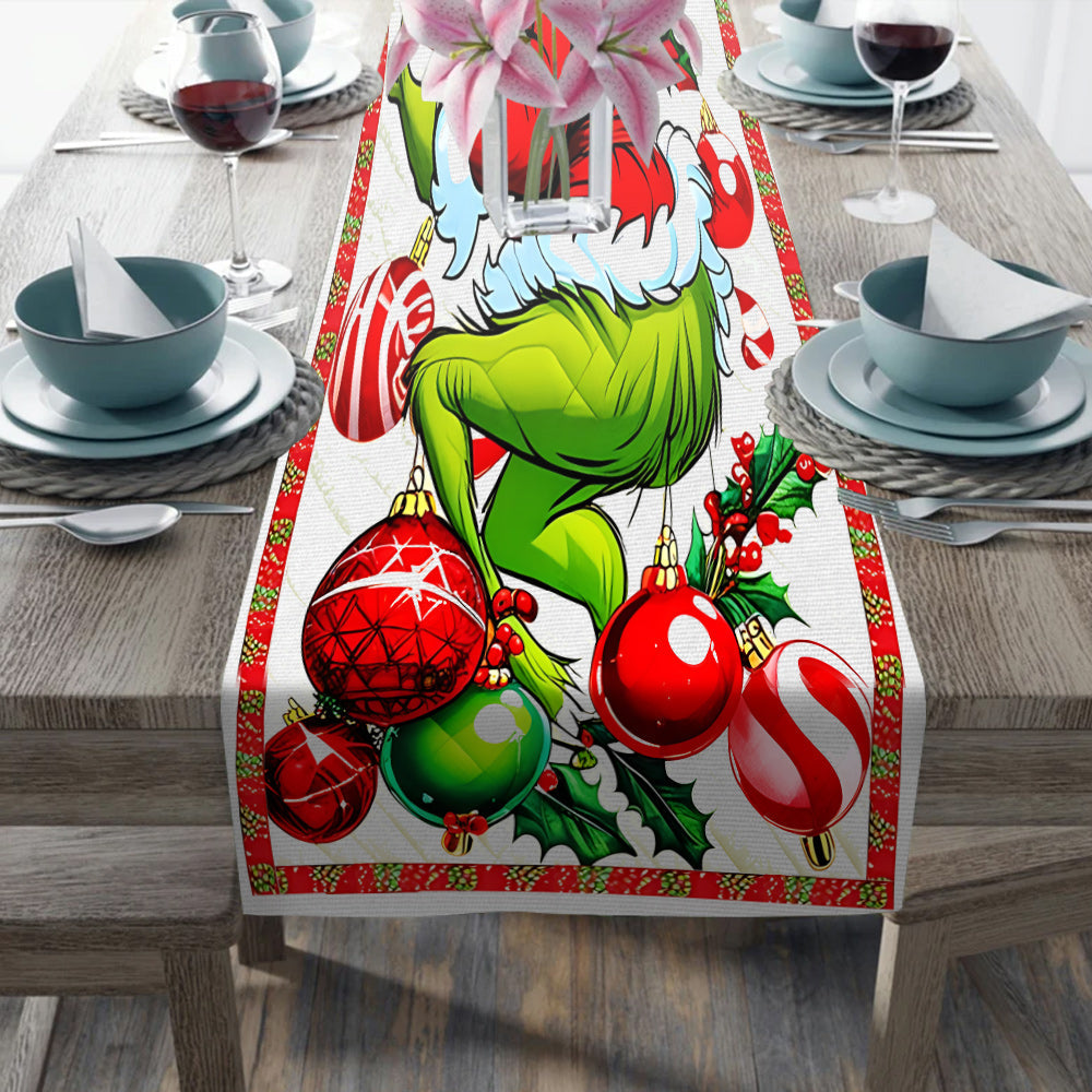 Personalized Grinchmas Family Table Runner Christmas Decor Table Runner GradoCreations