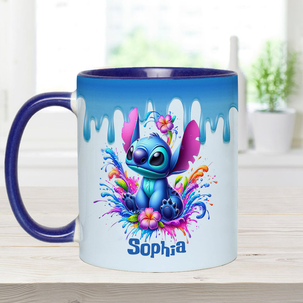 Personalized Blue Ohana Accent Mug Custom Name Gift Idea Accent Mug GradoCreations