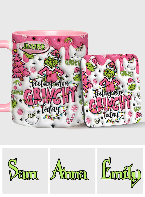 Personalized Grinch Accent Mug & Coaster Gift for Christmas