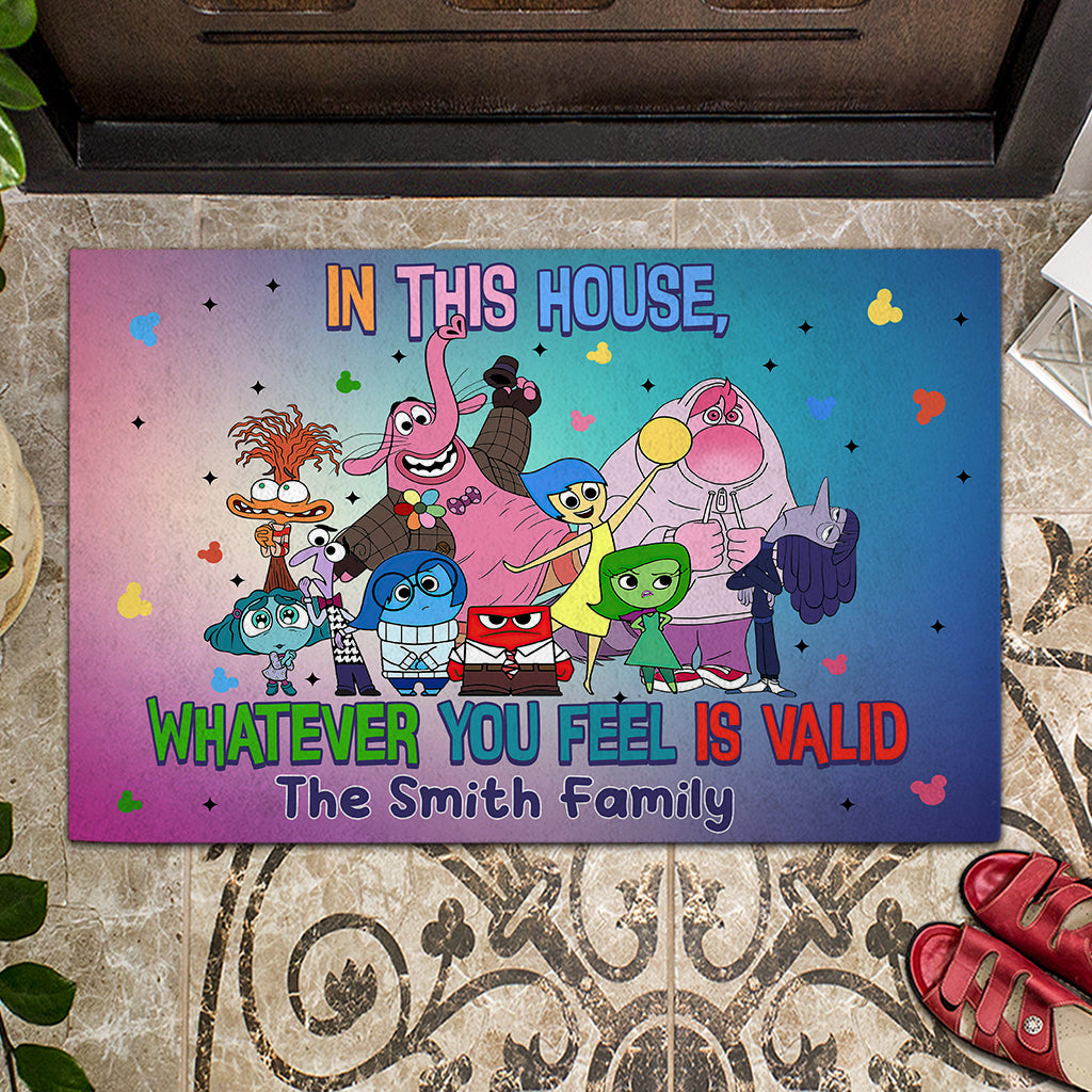 Personalized Doormat Colorful House Theme Custom Family Name Gift Doormat GradoCreations