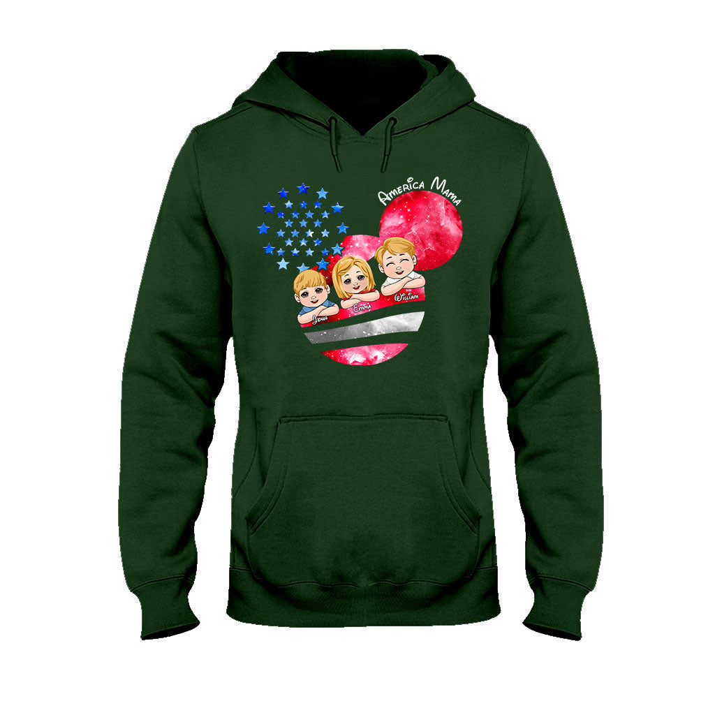 Personalized America Mama T-Shirt & Hoodie Custom Family Gift T-shirt & Hoodie GradoCreations