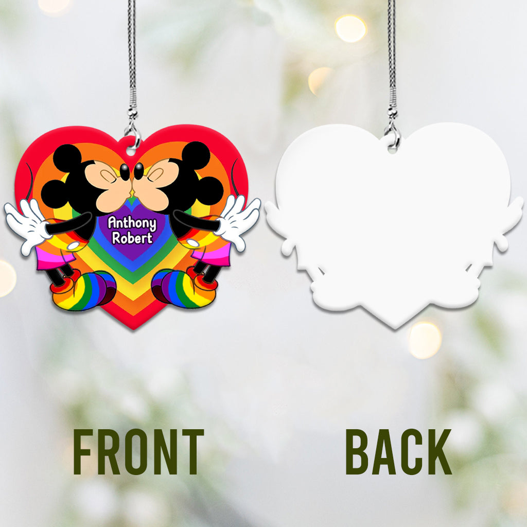 Personalized Car Ornament Love Is Love LGBT Rainbow Gift One-sided Car Ornament GradoCreations