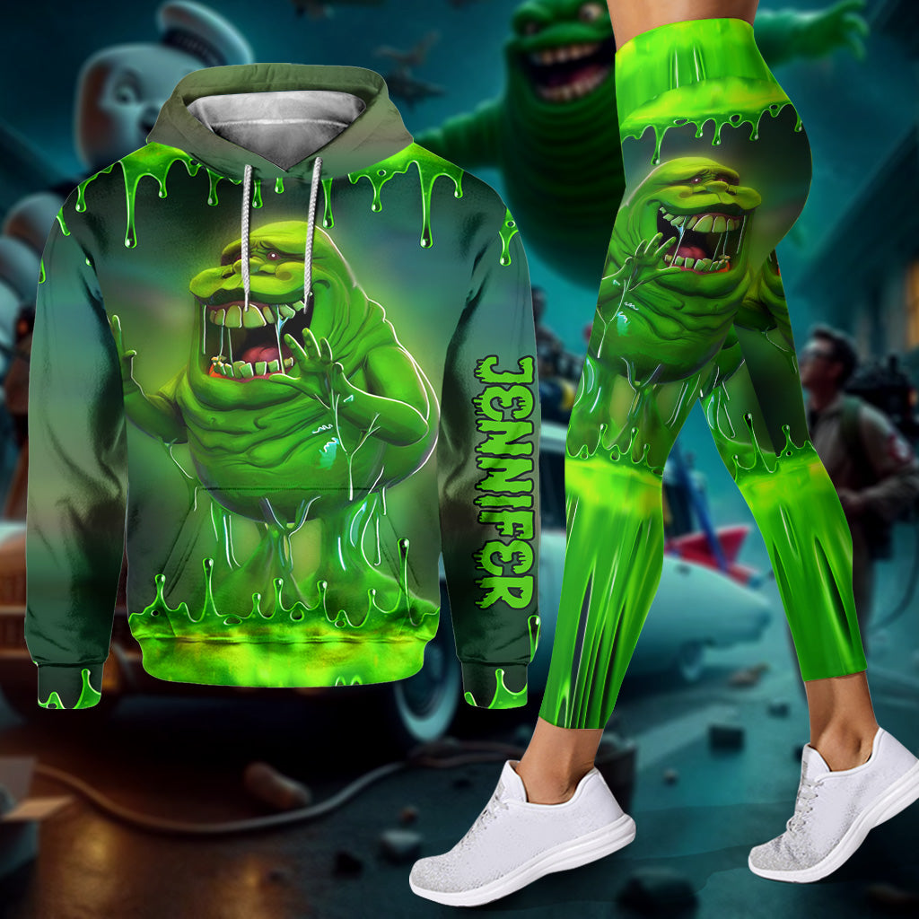 Personalized Green Ghost Hoodie and Leggings Set for Kids and Adults Hoodie & Leggings GradoCreations