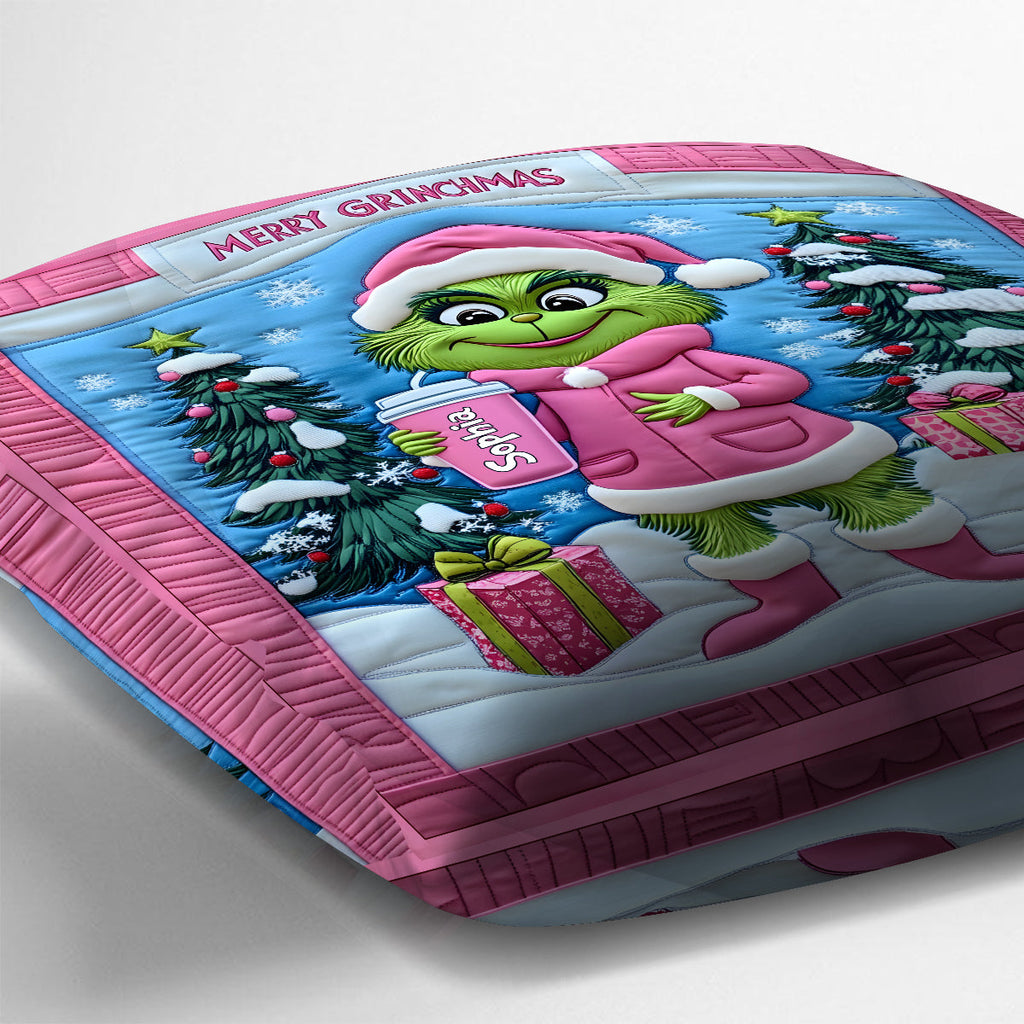 Personalized Grinch Christmas Throw Pillow Custom Name Gift Throw Pillow GradoCreations