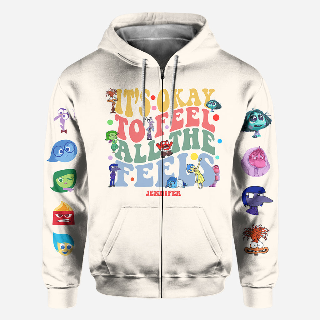 Personalized All Over Shirt for Kids - It's Ok to Feel All the Feels Gift Idea All Over Shirt GradoCreations