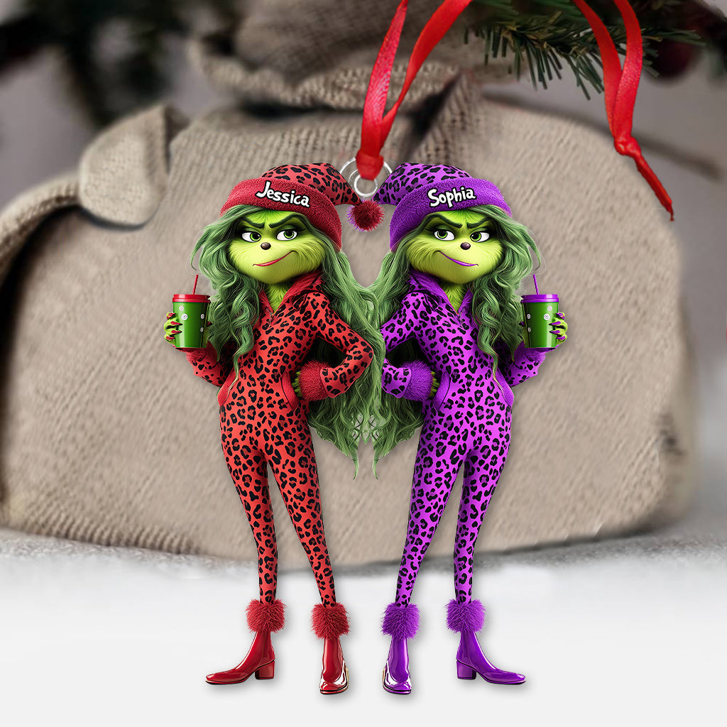 Personalized Grinch Squad Transparent Ornament Custom Gift for Christmas One-sided Ornament GradoCreations