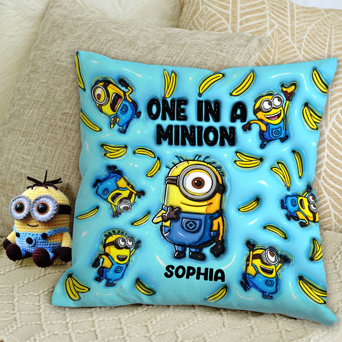 Personalized Minion Throw Pillow Custom Name Gift Throw Pillow GradoCreations