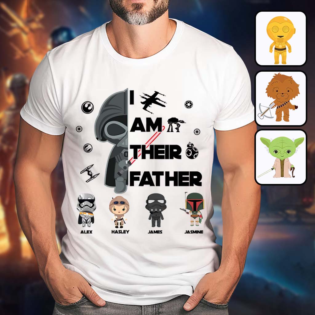 Personalized Star Wars T-Shirt & Hoodie Gift for Dad | Custom Names T-shirt & Hoodie GradoCreations