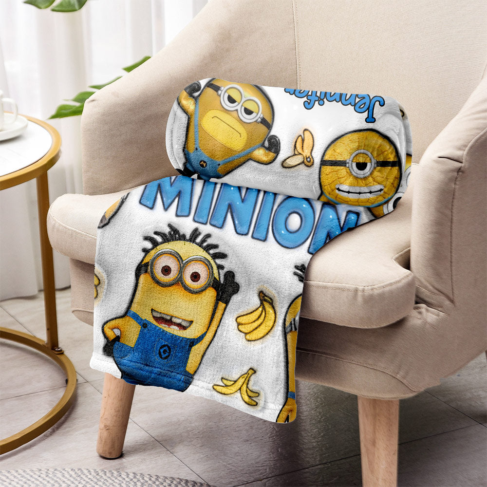 Personalized Minion Blanket Custom Name Gift for Kids Blanket GradoCreations