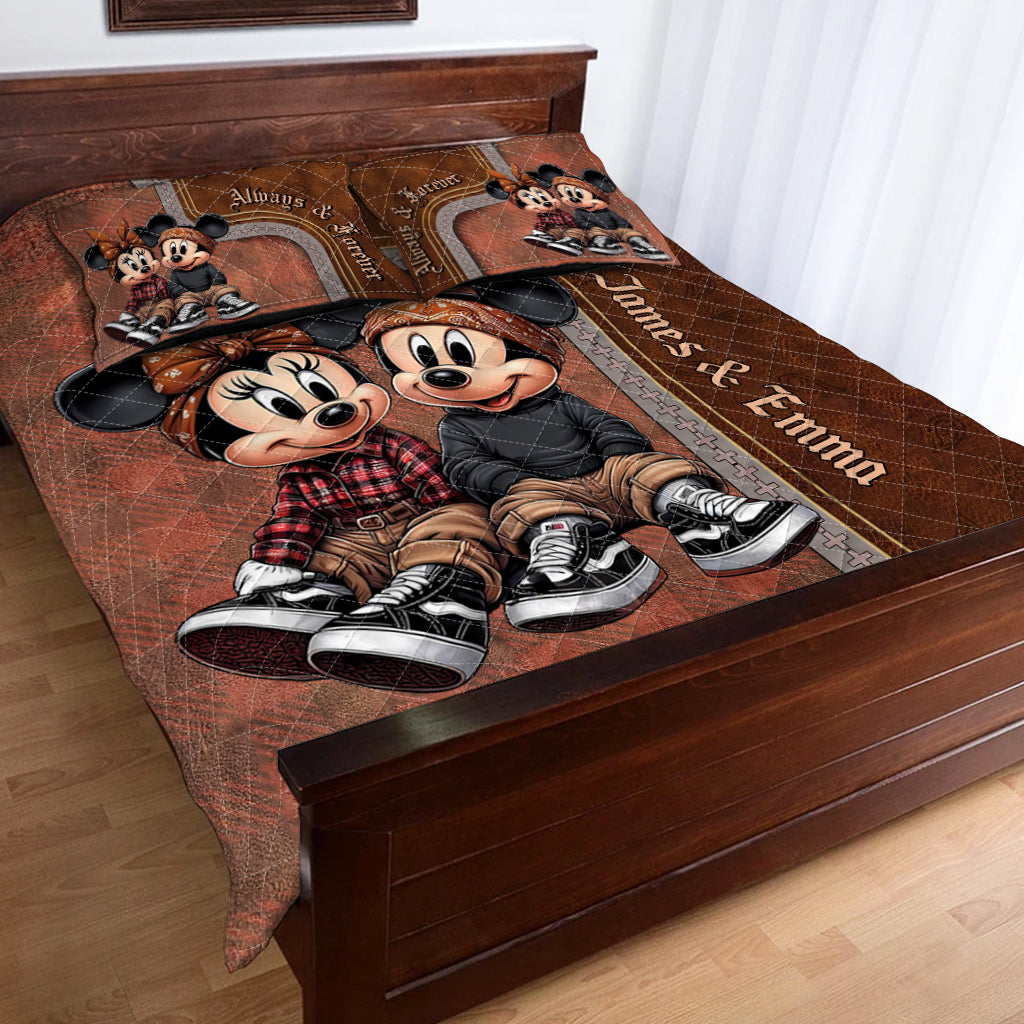 Personalized Mickey & Minnie Mouse Quilt Set for Couples | Unique Romantic Gift Quilt Set GradoCreations